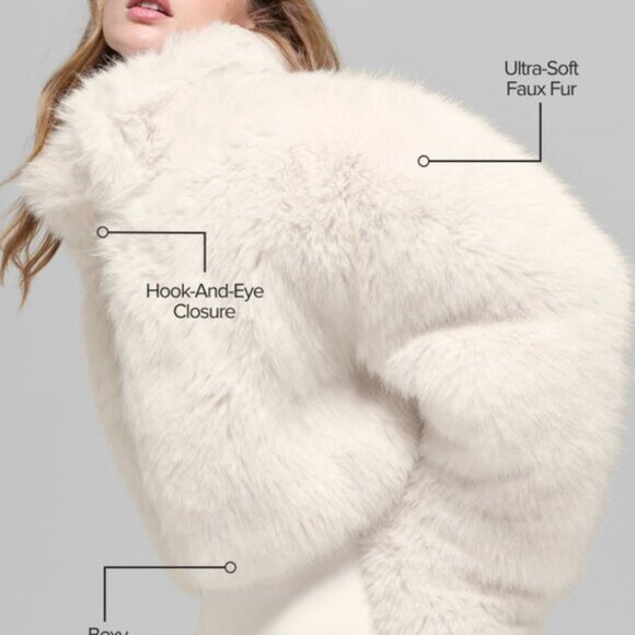 Alo Yoga Opulent Faux Fur Cropped Jacket IvoryIvory - Picture 4 of 4
